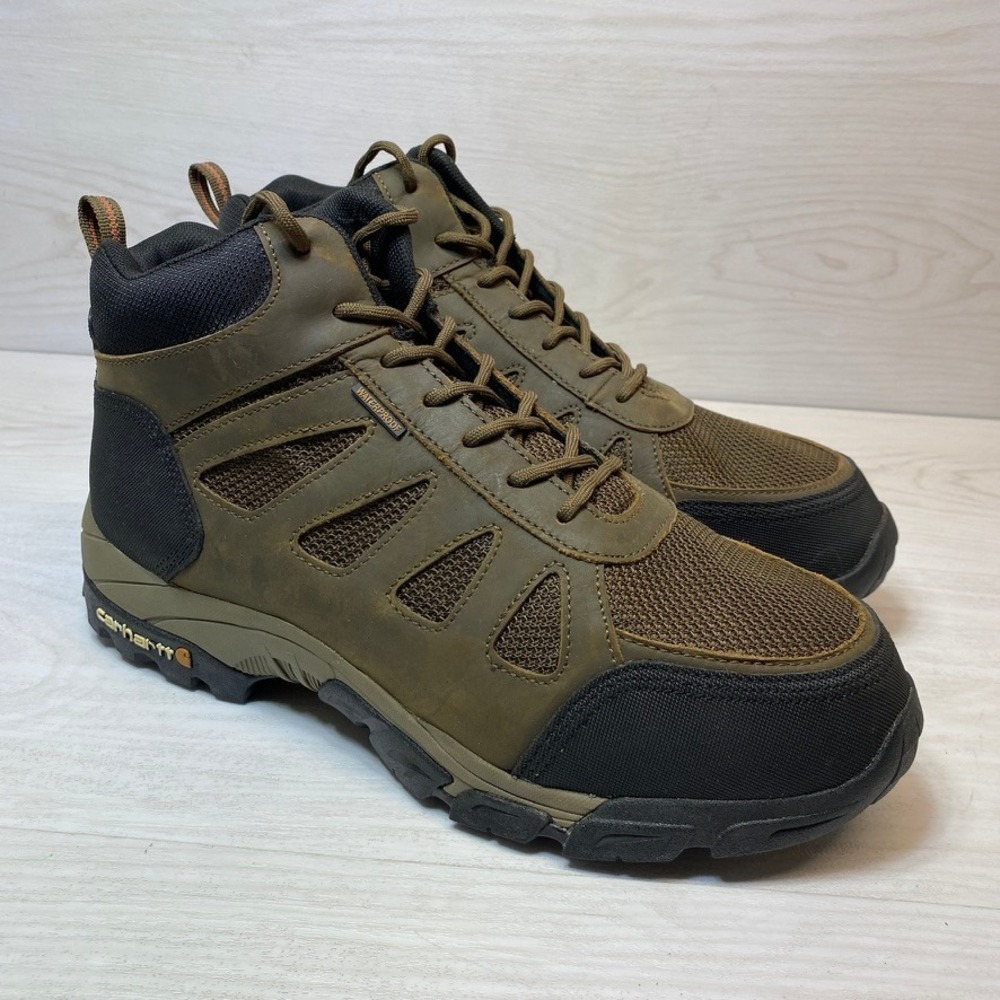 Carhartt Mens 14 W Work Boots Force Brown Leather Waterproof CMH4180